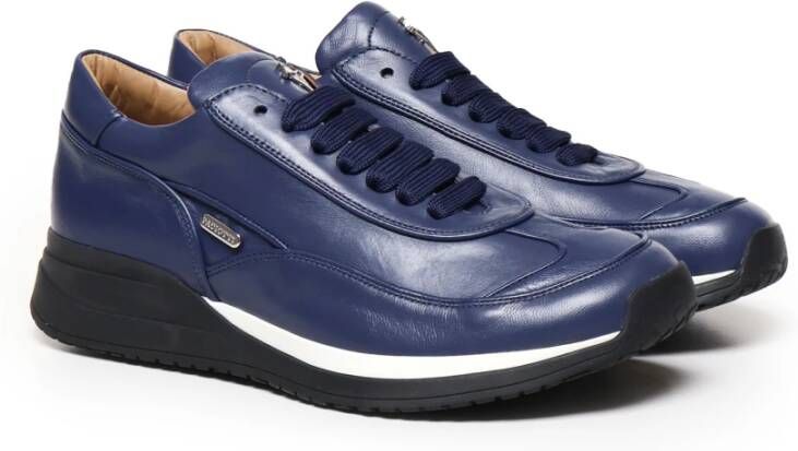 Paciotti Blauwe Leren Sneakers met Rubberen Zool Blue Heren