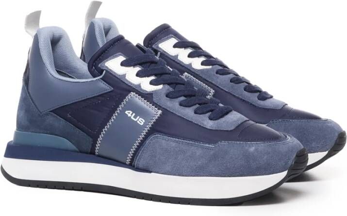 Paciotti Blauwe Suède Vetersluiting Sneakers Blue Heren