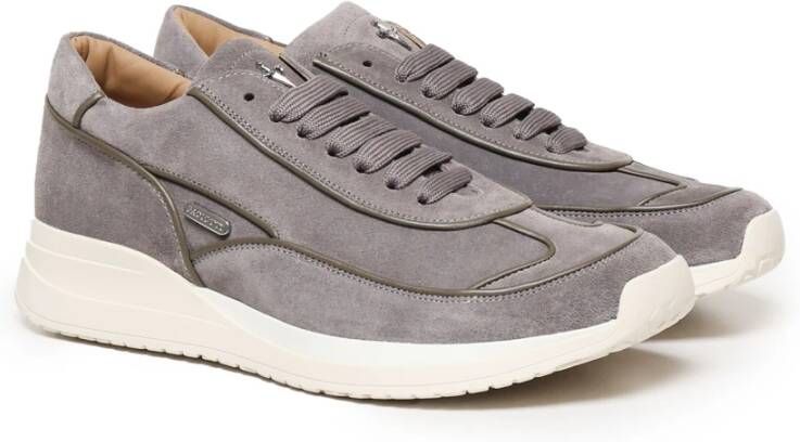 Paciotti Grijze Suède Sneakers met Metallic Logo Gray Heren