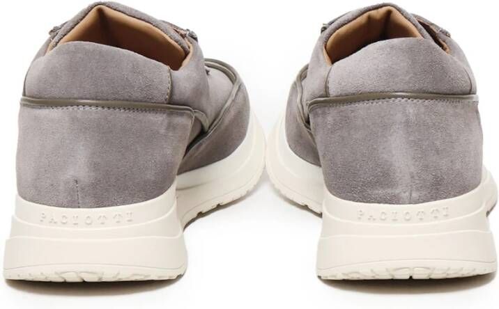 Paciotti Grijze Suède Sneakers met Metallic Logo Gray Heren