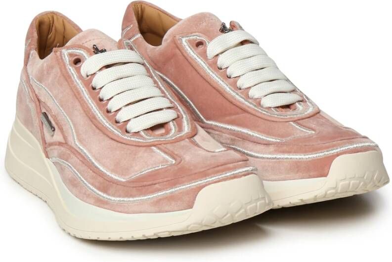 Paciotti Roze Fluweel Veterschoenen Pink Dames