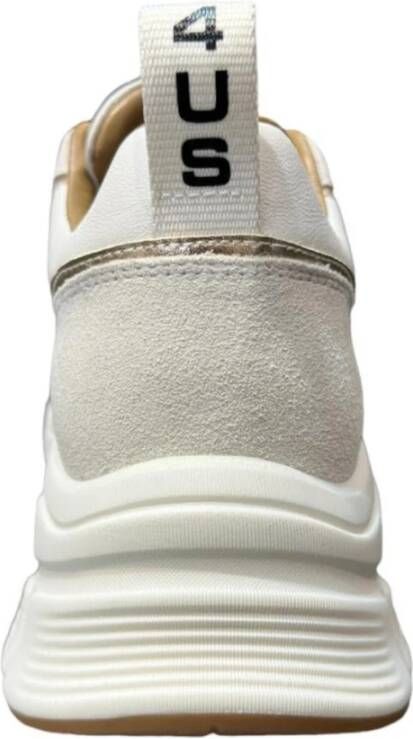 Paciotti Wit Goud Leren Sneaker met Logo White Dames