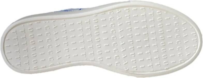 Paciotti Witte leren sneaker met blauwe dolkprint Blue Heren