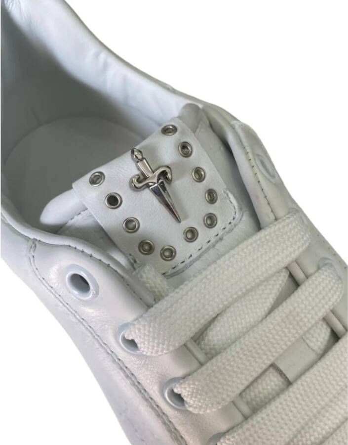 Paciotti Witte leren sneaker met dolkprint White Heren