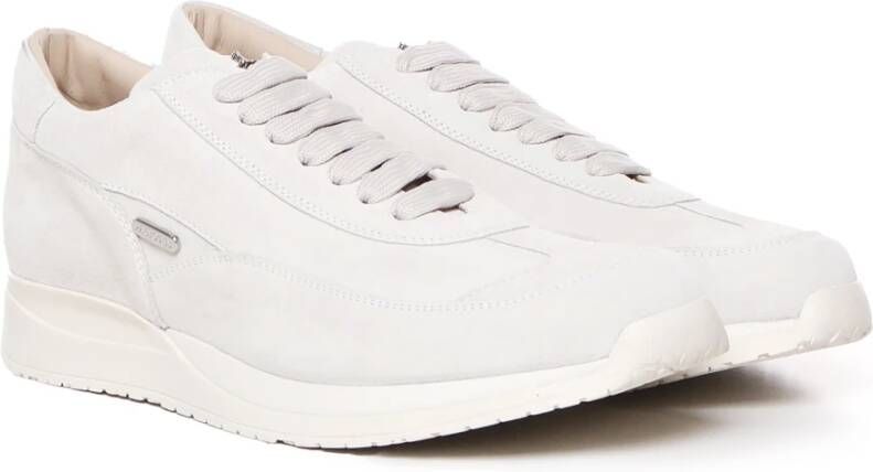 Paciotti Witte Suède Sneakers met Rubberen Zool White Heren