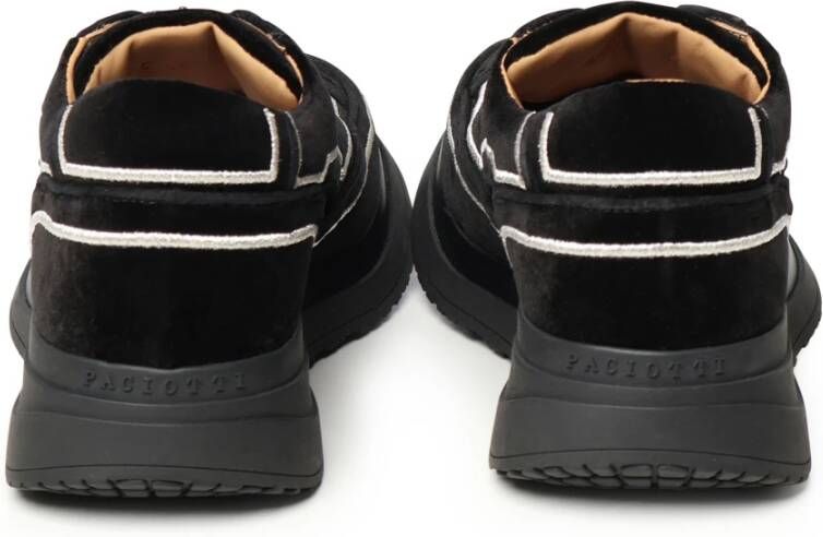 Paciotti Zwarte Fluwelen Vetersneakers Black Dames