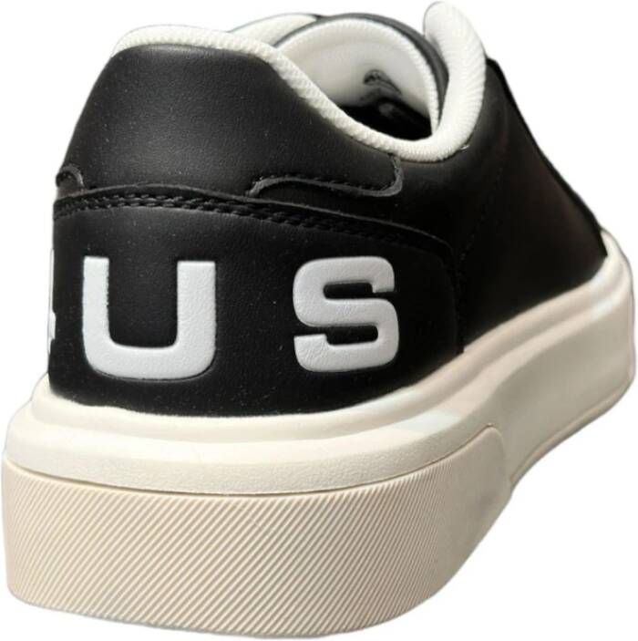 Paciotti Zwarte leren sneaker met wit logo Black Dames