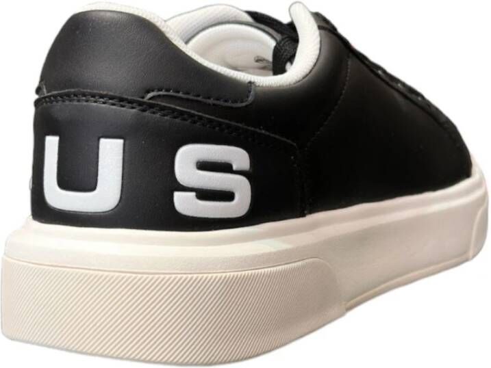 Paciotti Zwarte leren sneakers met wit logo Black Heren