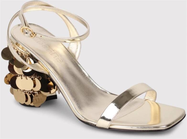 Paco Rabanne Gouden Paillet Hak Sandalen Yellow Dames