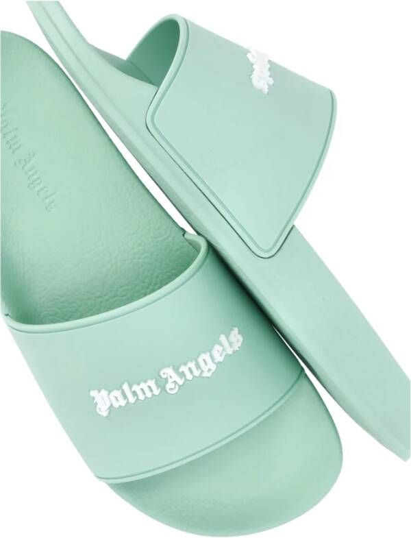 Palm Angels Groene Rubberen Slider Sandalen voor Vrouwen Green Dames