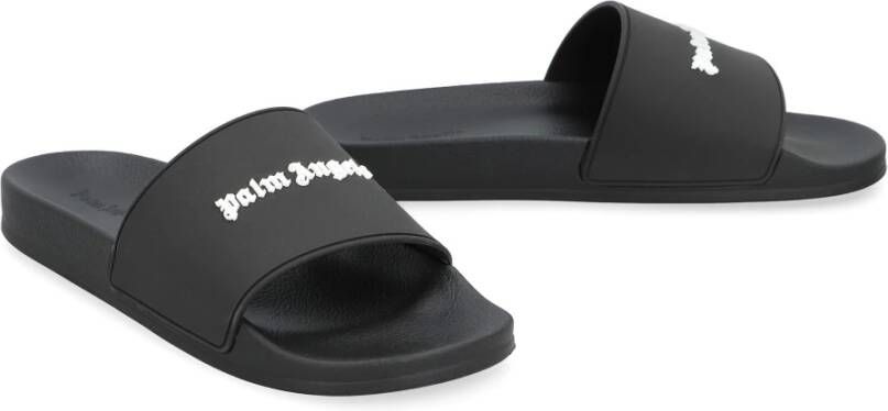 Palm Angels In reliëf Logo Rubber Slides Black Heren