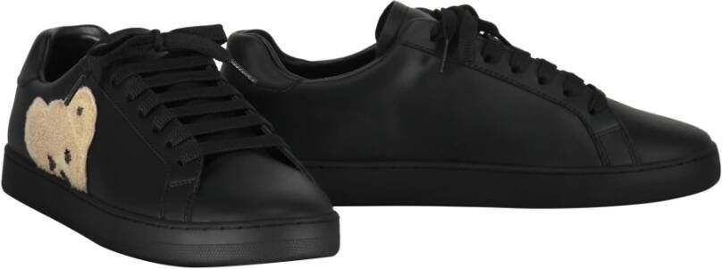 Palm Angels Leren lage sneakers met contrasterende inzetstukken Black Heren