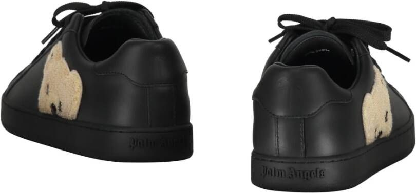 Palm Angels Leren lage sneakers met contrasterende inzetstukken Black Heren