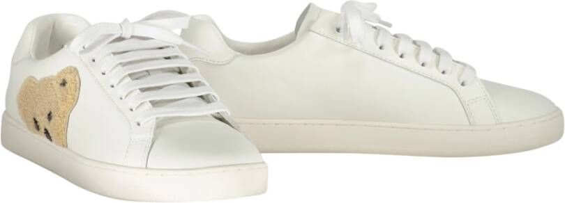 Palm Angels Leren lage sneakers met contrasterende inzetstukken White Heren