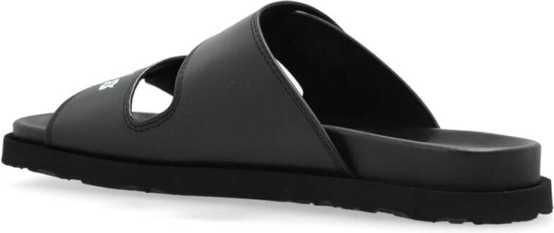 Palm Angels Leren slippers met logo Black Dames