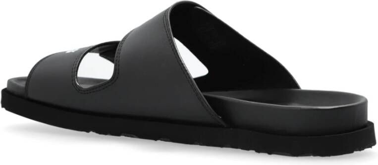 Palm Angels Leren slippers met logo Black Heren