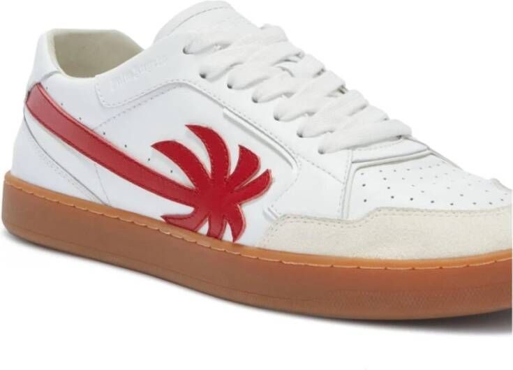 Palm Angels Leren sneakers met palmboom motief White Heren