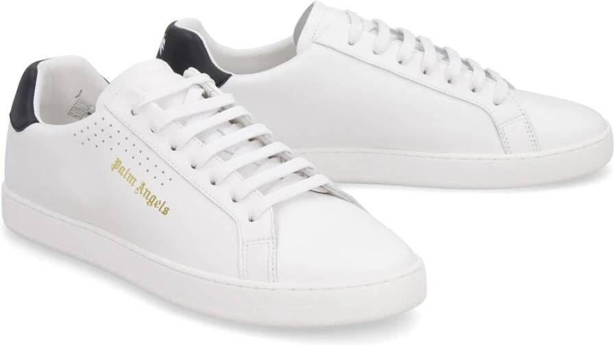 Palm Angels Leren Tennis Sneakers met Contrasterende Hiel White Heren