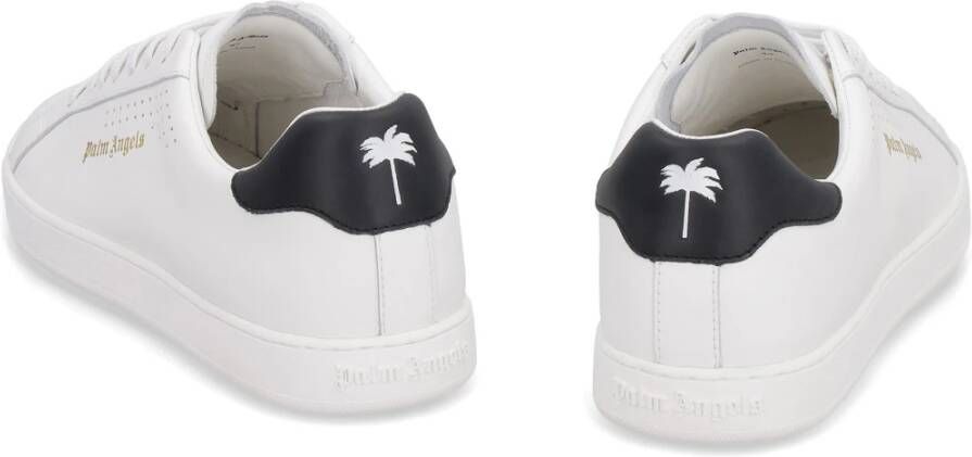 Palm Angels Leren Tennis Sneakers met Contrasterende Hiel White Heren