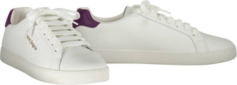 Palm Angels Leren Tennissneakers met Contrasterende Hiel White Heren