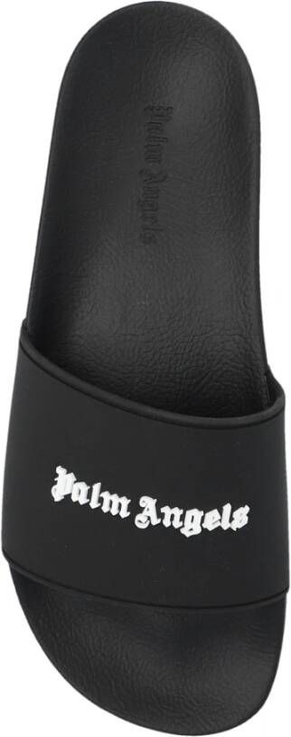 Palm Angels Rubberen slides met logo Black Dames