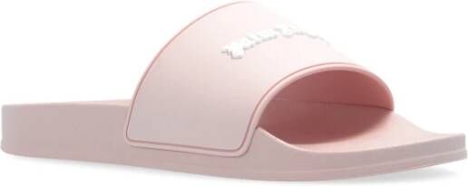 Palm Angels Rubberen slides met logo Pink Dames