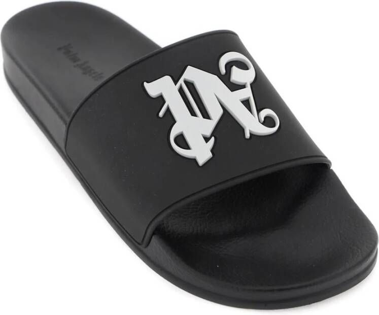 Palm Angels Geëmbosseerde Monogram Rubberen Slides Black - Foto 12