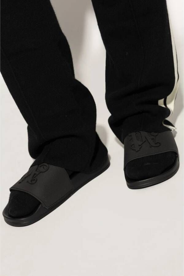 Palm Angels Slides met logo Black Heren