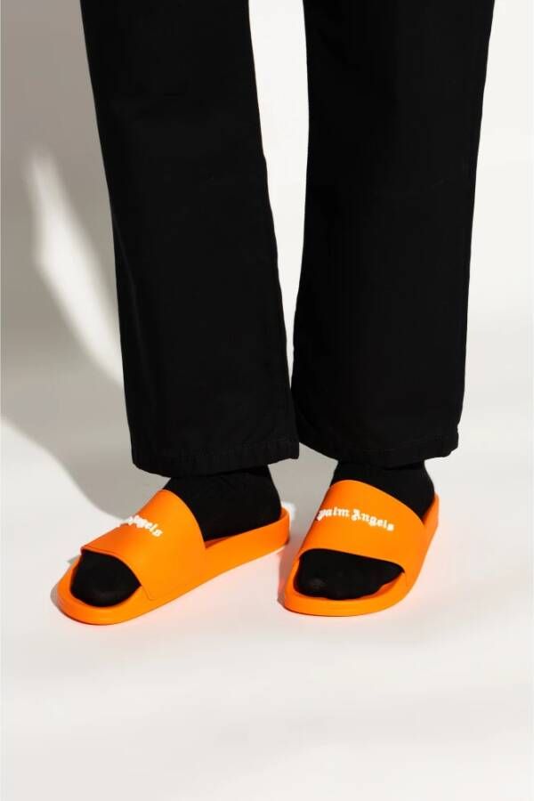 Palm Angels Slides met logo Orange Heren