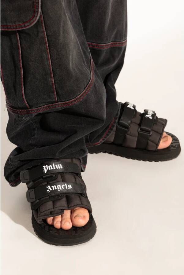 Palm Angels Slippers met logo Black Heren