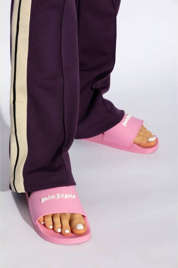 Palm Angels Slippers met logo Pink Dames