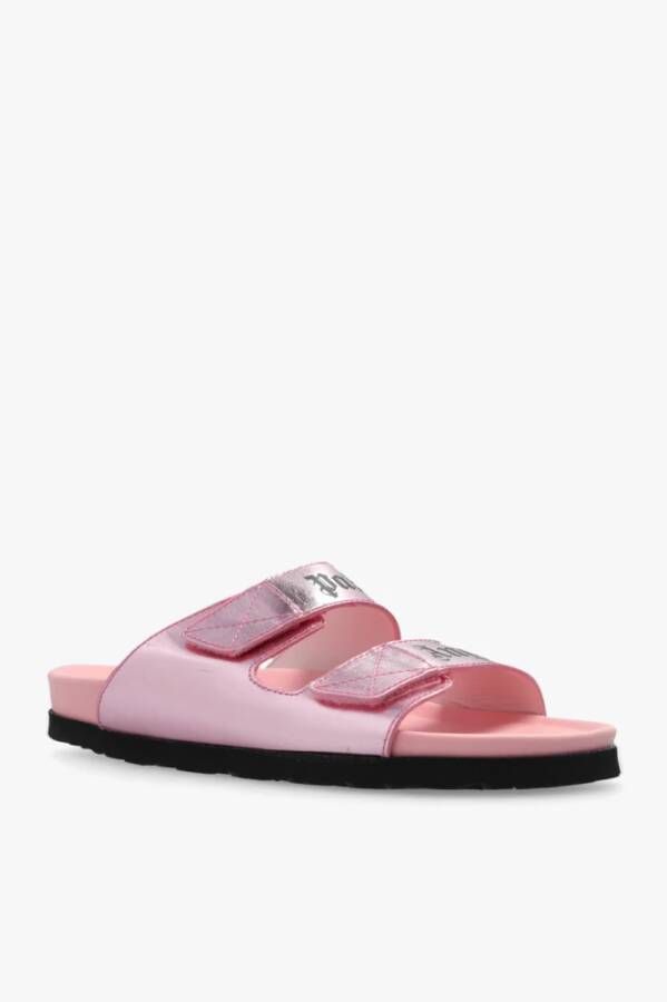 Palm Angels Slippers met logo Roze Dames