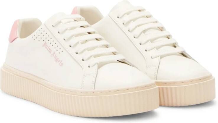 Palm Angels Witte Roze Logo Platform Sneakers Wit Dames