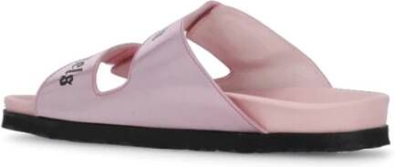 Palm Angels Stijlvolle Roze Leren Sliders voor Vrouwen Pink Dames