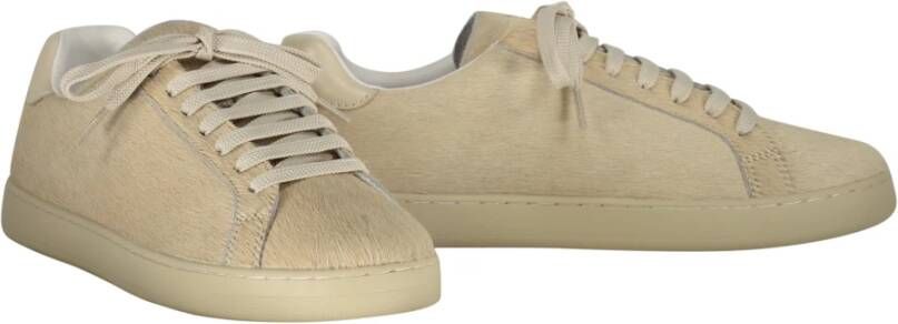 Palm Angels Stijlvolle Tennis Sneakers met Leren Inzetstuk Beige Heren