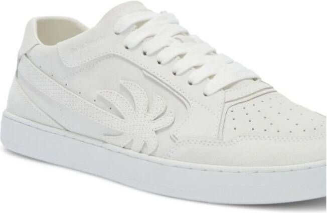 Palm Angels Witte Leren Sneakers met Palmboom Motief White Heren