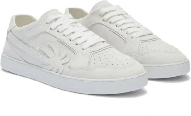 Palm Angels Witte Leren Sneakers met Palmboom Motief White Heren