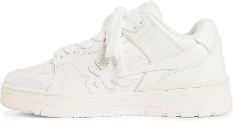 Palm Angels Witte Leren Sneakers met Palmboom White Heren