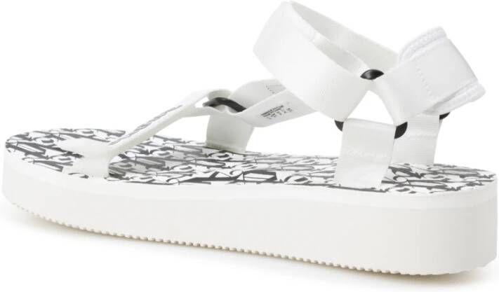 Palm Angels Witte Rubberen Sandalen met Logoband White Heren