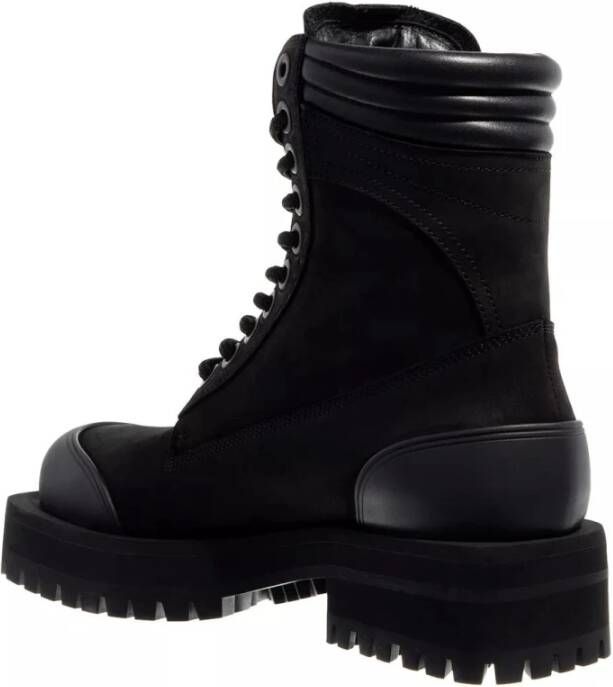 Palm Angels Zwarte Leren Veterschoenen met Plateauzool Black Dames