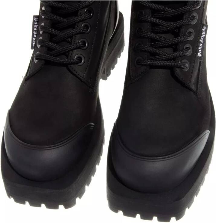 Palm Angels Zwarte Leren Veterschoenen met Plateauzool Black Dames