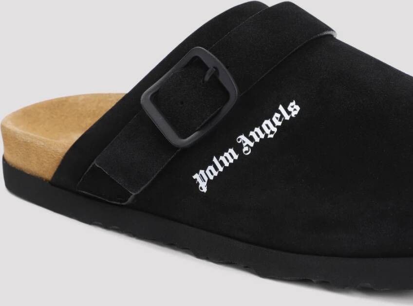 Palm Angels Zwarte Logo Mule Schoenen Black Heren