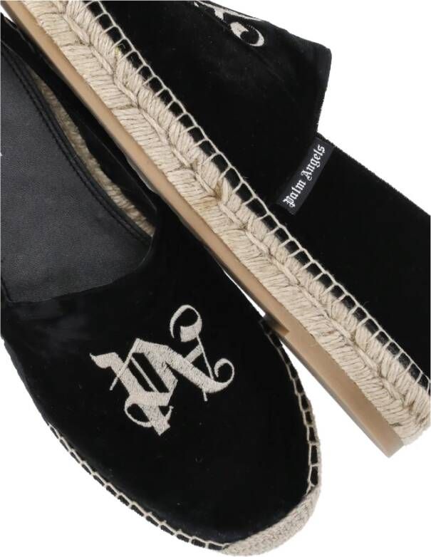 Palm Angels Zwarte platte espadrilles met ronde neus Black Dames