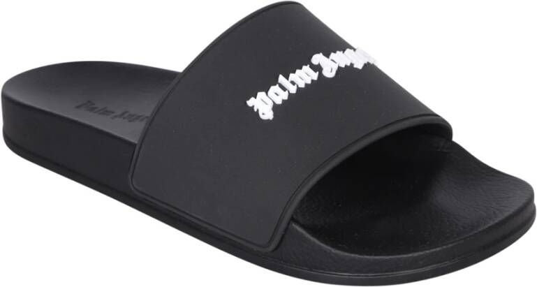 Palm Angels Zwarte Sandalen met Reliëf Logo Black Dames