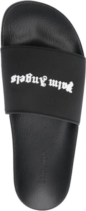 Palm Angels Zwarte Rubberen Zwembadslippers met Logo Black Heren