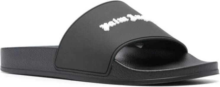 Palm Angels Zwarte Rubberen Zwembadslippers met Logo Black Heren