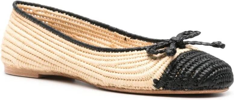 Paloma Barceló Beige Raffia Ballerina Schoenen met Strik Beige Dames