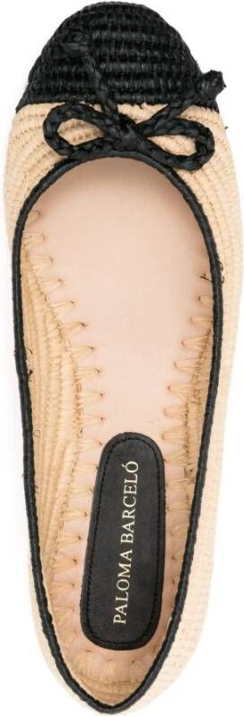 Paloma Barceló Beige Raffia Ballerina Schoenen met Strik Beige Dames