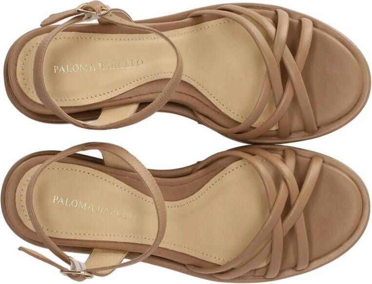 Paloma Barceló Beige Sleehak Sandaal met Enkelband Beige Dames