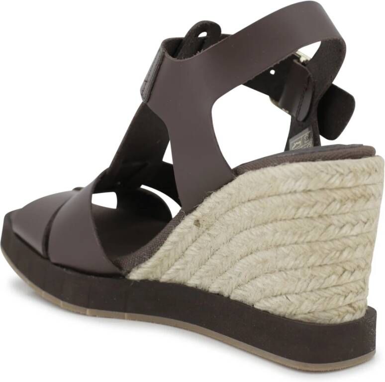 Paloma Barceló Bruin leren sleehak sandalen Carla espadrilles Brown Dames